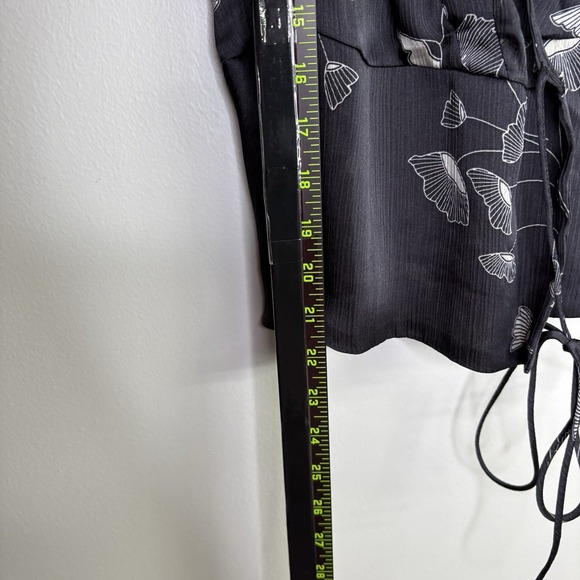 Zara Womens Top Large Black White Floral Wrap Flutter Y2K Peplum Whimsigoth - Picture 10 of 11